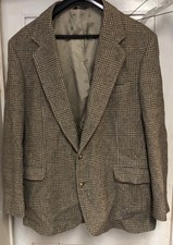 Orvis Blazer Mens 44L Brown 100% Wool Plaid Tweed Sportsman Coat USA Made