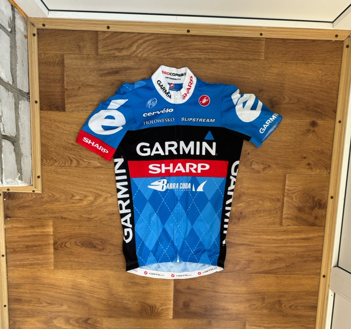 Maillot Cycliste Garmin Cervélo 2011 Castelli – Blanc, Taille S, Occasion Top état