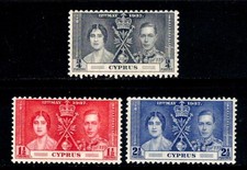 Cyprus Sc. #140-142 MNH-OG 1937 Coronation Issue King George V