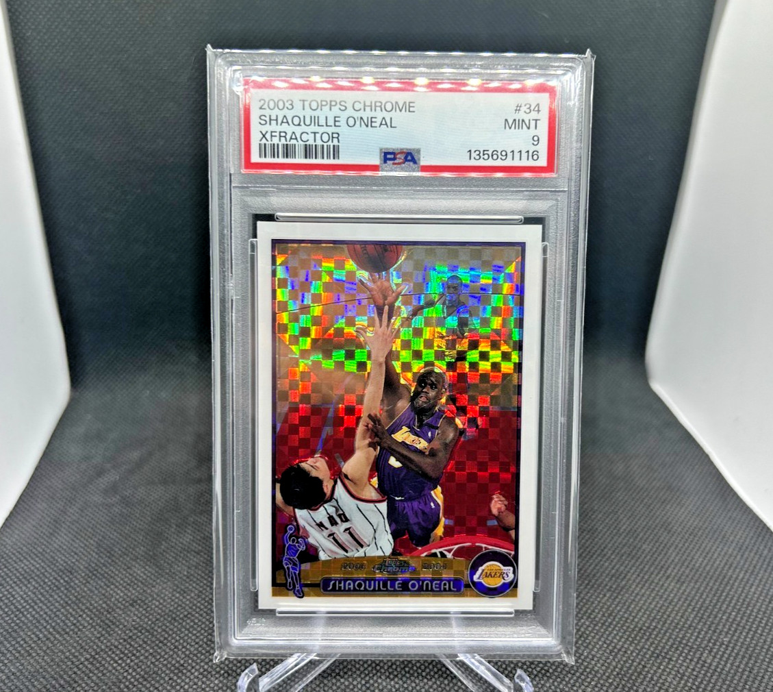 Shaquille O'Neal 2003-04 Topps Chrome Xfractor #65/220 Lakers #34 PSA 9 RARE 🔥