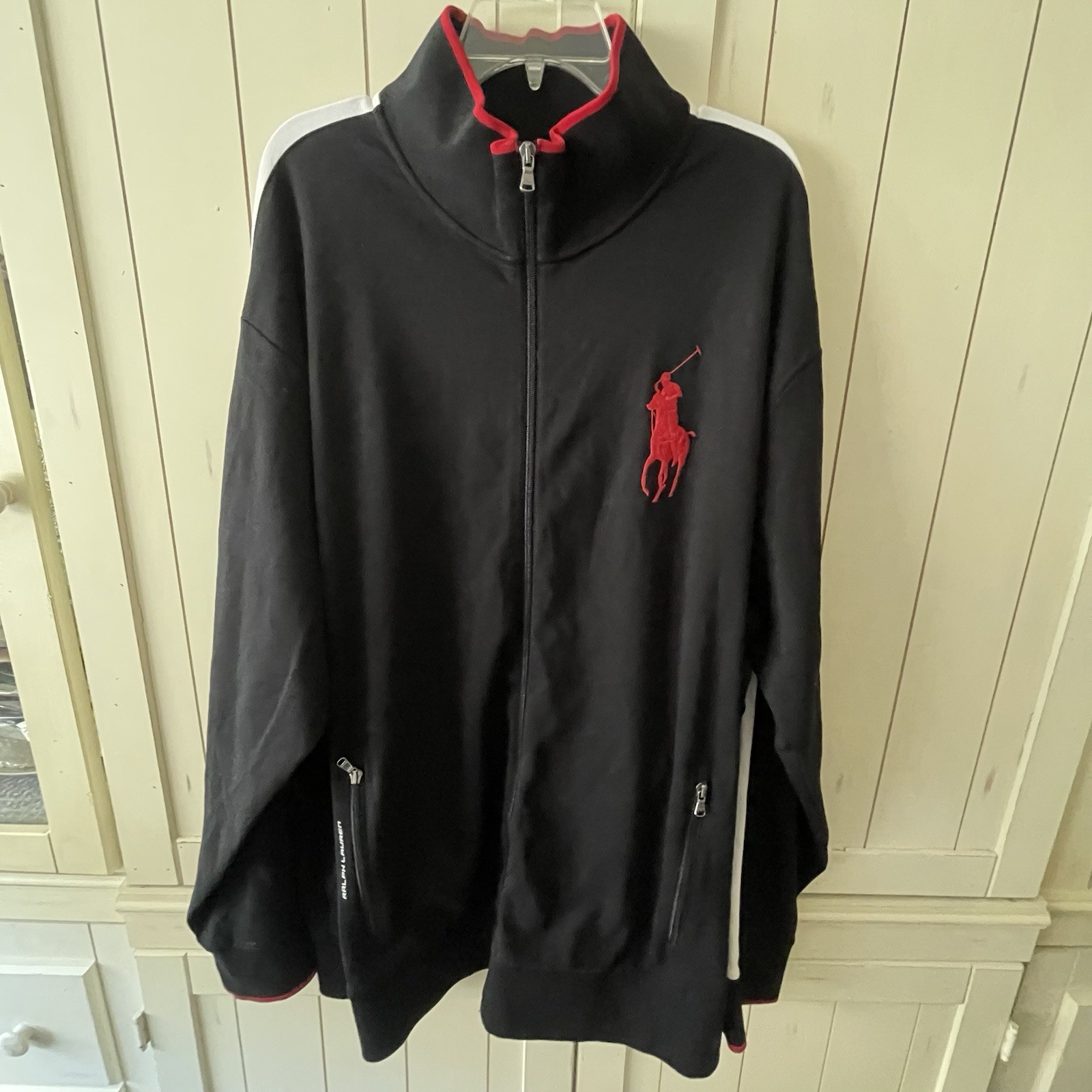 Polo Ralph Lauren Track Jog Jacket Uomo 3 XL Big Pony Full Zip Cotone Nero Zip
