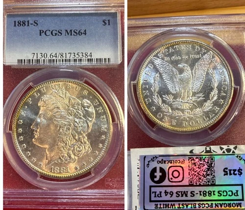 1881 S PCGS MS64 PQ GEM Elite Flashy Luster Morgan Silver Dollar Eye Appeal DCAM