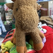 NEW, HOLIDAY TIME 15" BROWN MOOSE WITH SANTA HAT PLUSH STUFFED ANIMAL