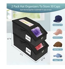 Stackable Baseball Cap Storage Organizer 2 Dustproof Accessory Box 2 Pack 