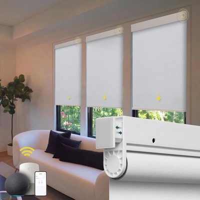 Motorized Blinds No Drill Automatic Blinds Windows Cordless Shades 44 x72 WHT