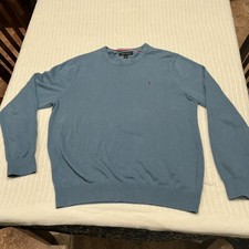 Tommy Hilfiger Navy Blue Cotton Blend Crew Neck Pullover Sweater Men's Size L