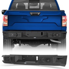 Fit 17-24 Nissan Titan Truck Rear Bumper Reinforcement W Light Textured Steel