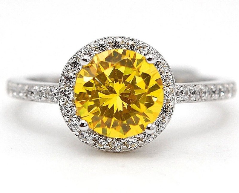 3CT Heat Treated Yellow Topaz 925 Sterling Silver Ring Sz 8 U1-4