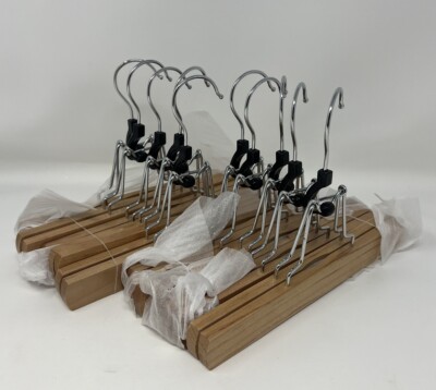 HouseDay Wooden Pants Hangers 10 Pack Non Slip Wood Skirt 10 Pack, Natural