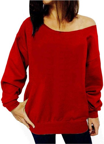 Women Off Shoulder Sweatshirt Slouchy 