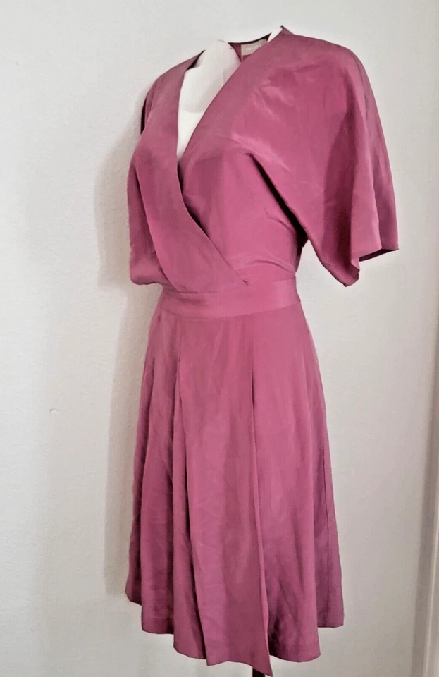 Vestido envolvente plisado rosa talla 8 Stefanel para mujer Foto 2 de 4