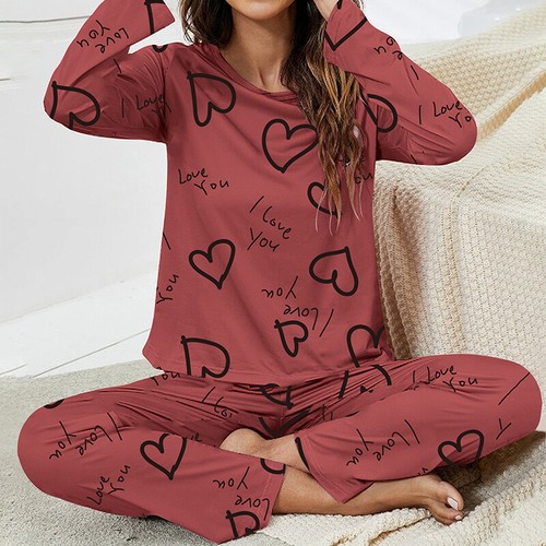 Autumn Women’s Pajama Set Soft Milk Silk Long Sleeve Top With Pants Sleepwear Pj