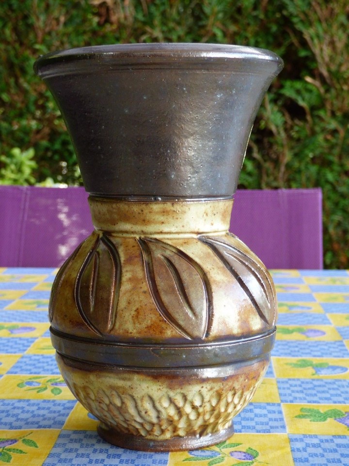 Vase Ancien Décoré Saint Ghislain - Belgique - Céramique Vintage