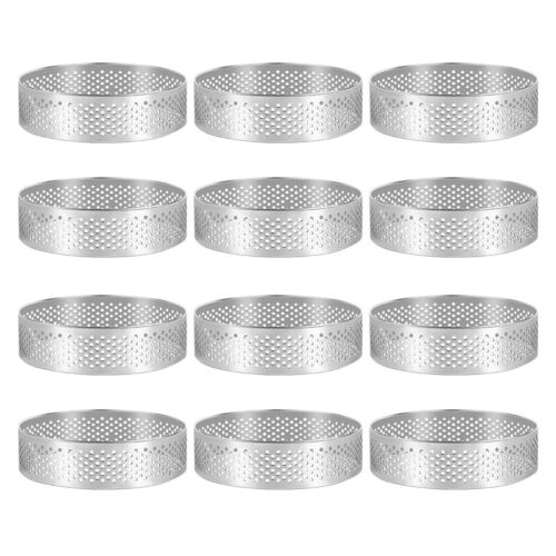 12 Pack Stainless Steel Tart Rings 3 In,Perforated Cake Mousse ,Cake Mold,R T6F3 - Picture 1 of 7