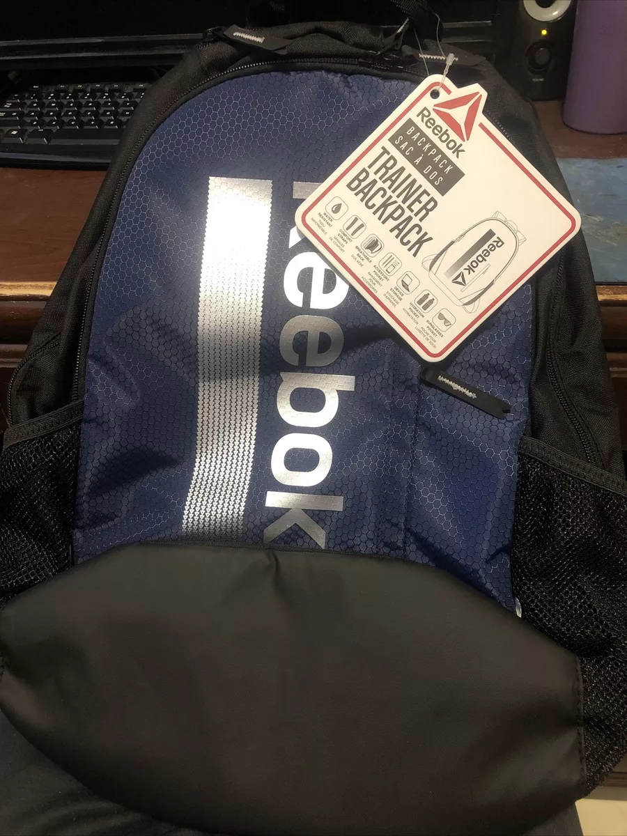 Mochila Reebok Trainer negra/azul nueva con etiquetas 24L