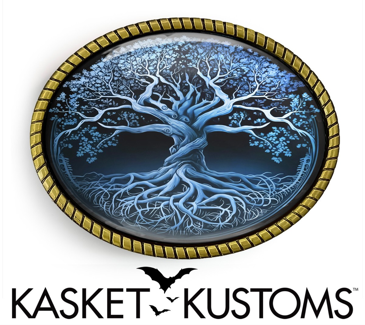 Tree of Life Belt Buckle - Blue Celtic Tree Art Mandala Belt 