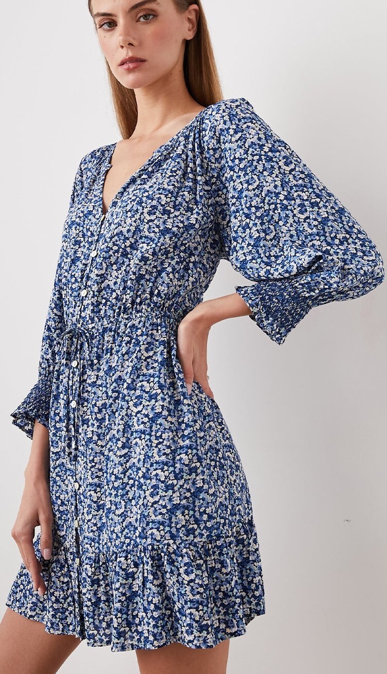 Rails Eliza Drawstring Short Dress Ice Chrysanthemum Sz Medium. $238. (XY)