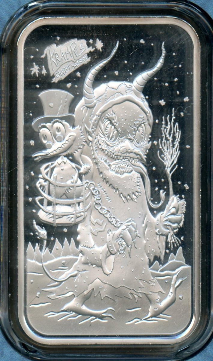 2022 all-chips GUS FINK 1OZ .999 silver Bar COA & Frame Krampus
