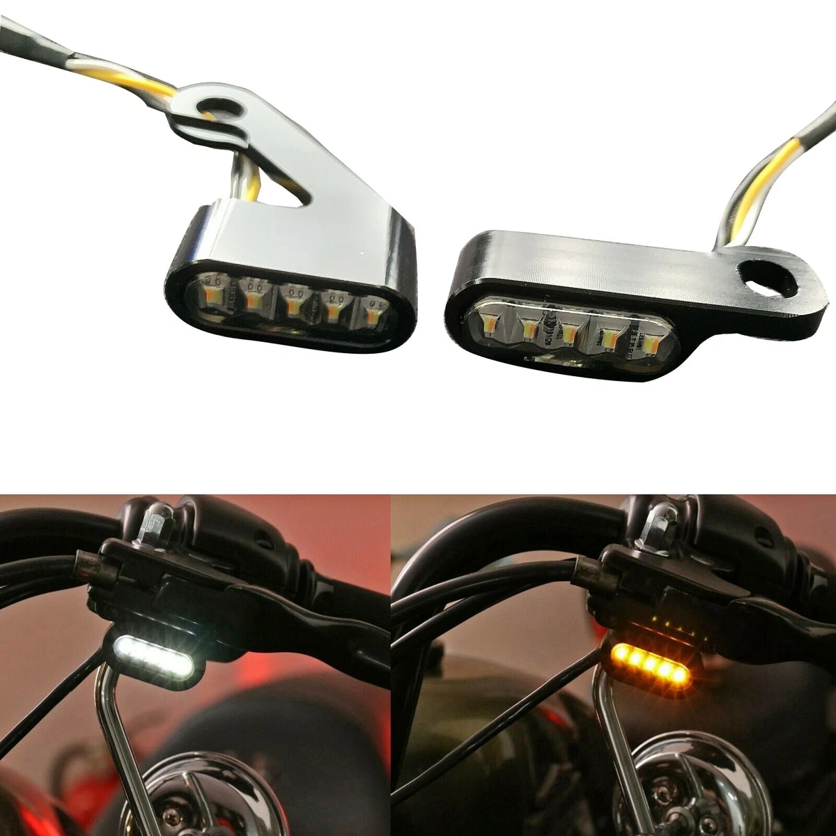 GANGEV Feu Clignotant Indicateur Lumière Pour Ha&rley Sport Street Bike  Touring Chopper Moto Mini Clignotants Ambre Indicateur Clignotant Moto LED  12 V 5 W : : Auto et Moto