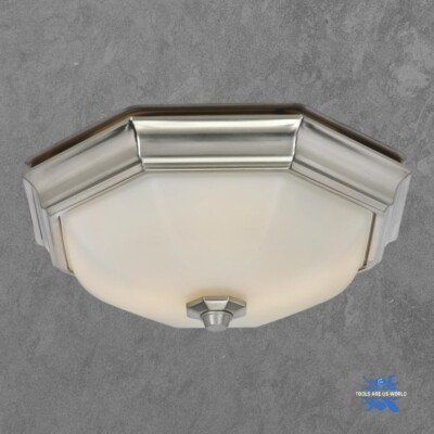 80 CFM Decorative Brushed Nickel Bathroom Exhaust Ventilation Fan 2 LED Light
