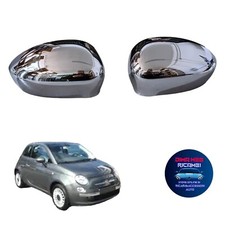 2 CALOTTE SPECCHIO SPECCHIETTO RETROVISORE COPPA DX SX FIAT 500 2007 CROMATE