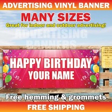 HAPPY BIRTHDAY YOUR NAME Advertising Banner Vinyl Sign Holiday decoration event