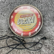 Vintage King Cobra Premium Malt Liquor Beer Sign Clock NOT WORKING