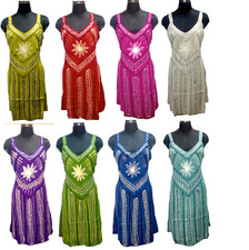 2pc Beach Midi Embroidered Bohemian Gypsy Indian Hippie Sundress Summer Dress