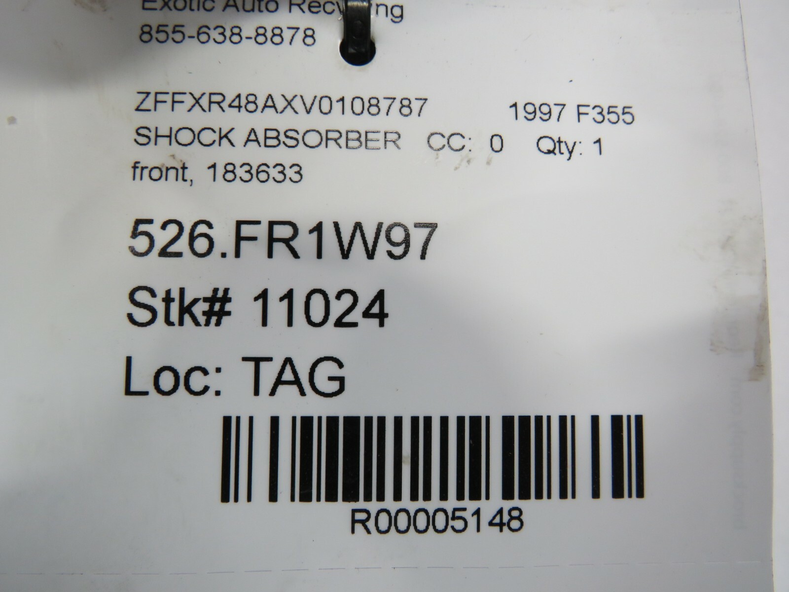 Ferrari F355, Front Shock Absorber, Used, P/N 183633