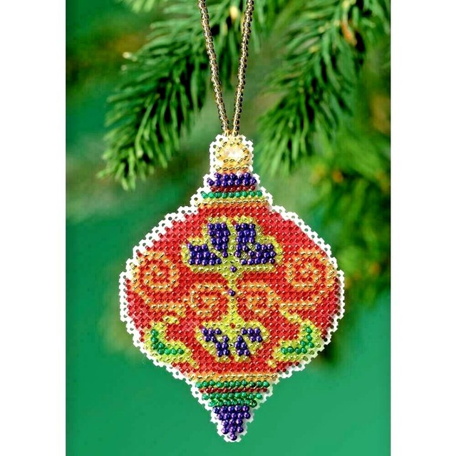 CRIMSON CLOISONNE CHRISTMAS ORNAMENT MILL HILL BEADED HOLIDAY SERIES X