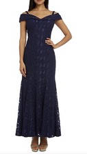 R M Richards Dress 12 Navy Off Shoulder Empire Mermaid Gown Mother Of Bride