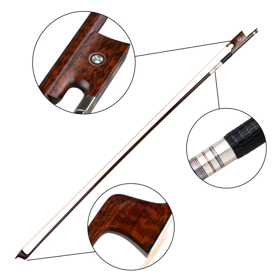 Advanced 4/4 Violin Bow Snakewood Fiddle Bow W/Snakewood Frog Well Balance - Image 3 of 4