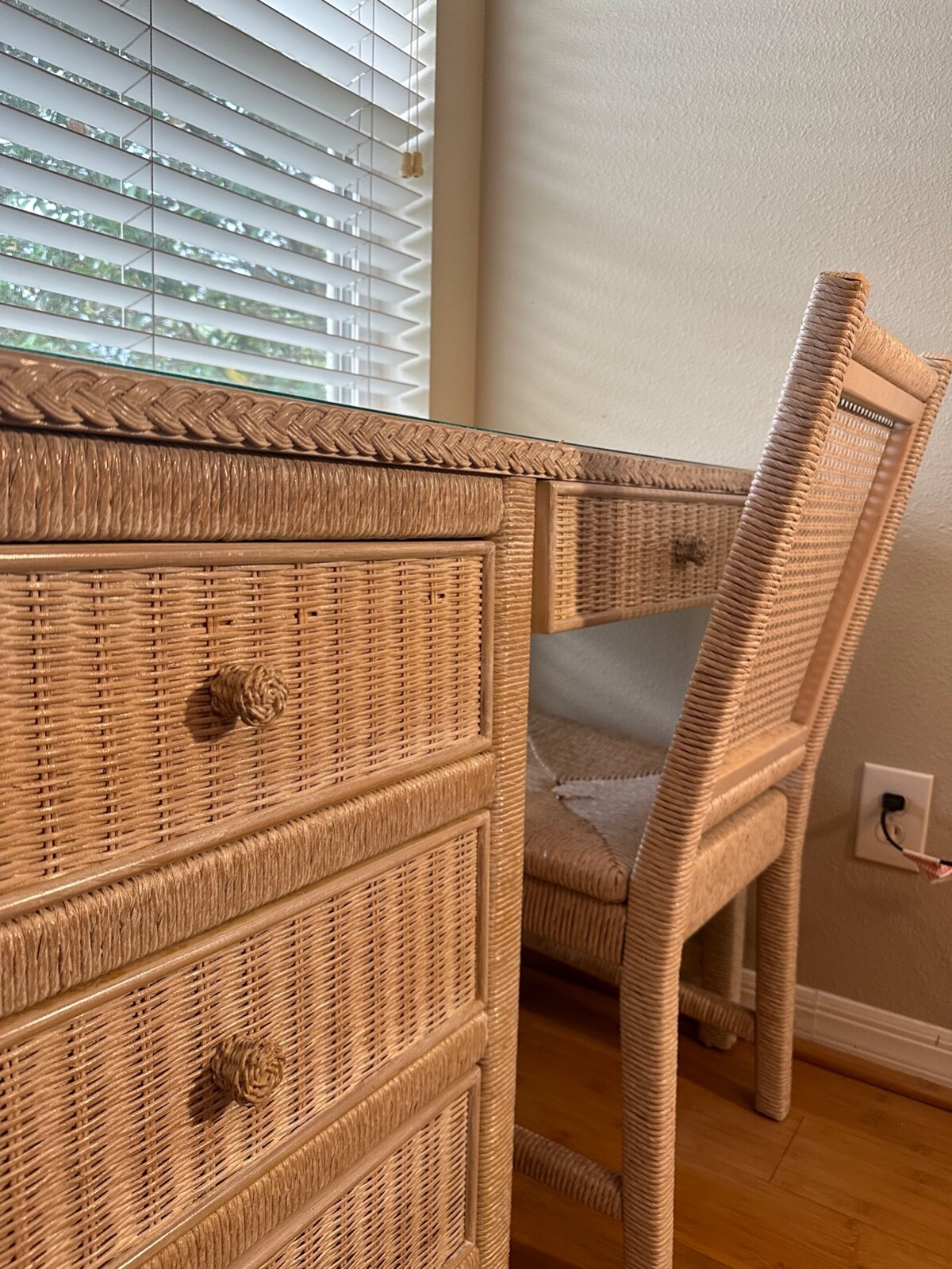 Antique White Wicker Henry Link Lexington Desk eBay