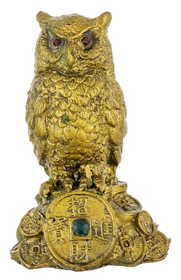 Feng Shui Owl for Money and Wisdom Showpiece - 10 cm by Make in India, Full
