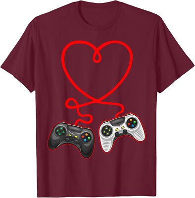 Video Gamer Valentines Day With Controllers Heart Unisex T-Shirt
