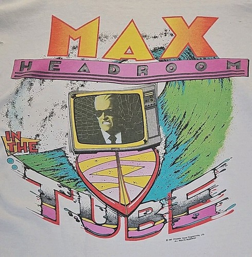 VTG 1987 Max Headroom Tshirt Mens LG In The Tube Single Stitch USA FOTL Tag READ - Picture 2 of 24