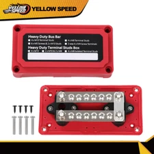 Red 12 Terminal Ground Power Distribution Junction Block Heavy Duty Bus Bar 12V