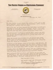 1928 Letterhead & Letter from the Pacific Guano & Fertilizer Co San Francisco