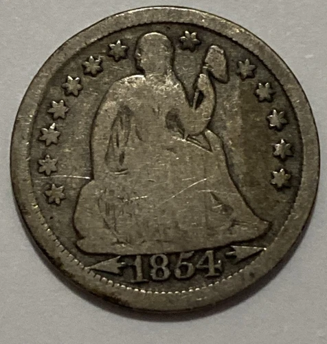 1854 w/Arrows - Seated Liberty Dime - Exact Coin Imaged #SL134