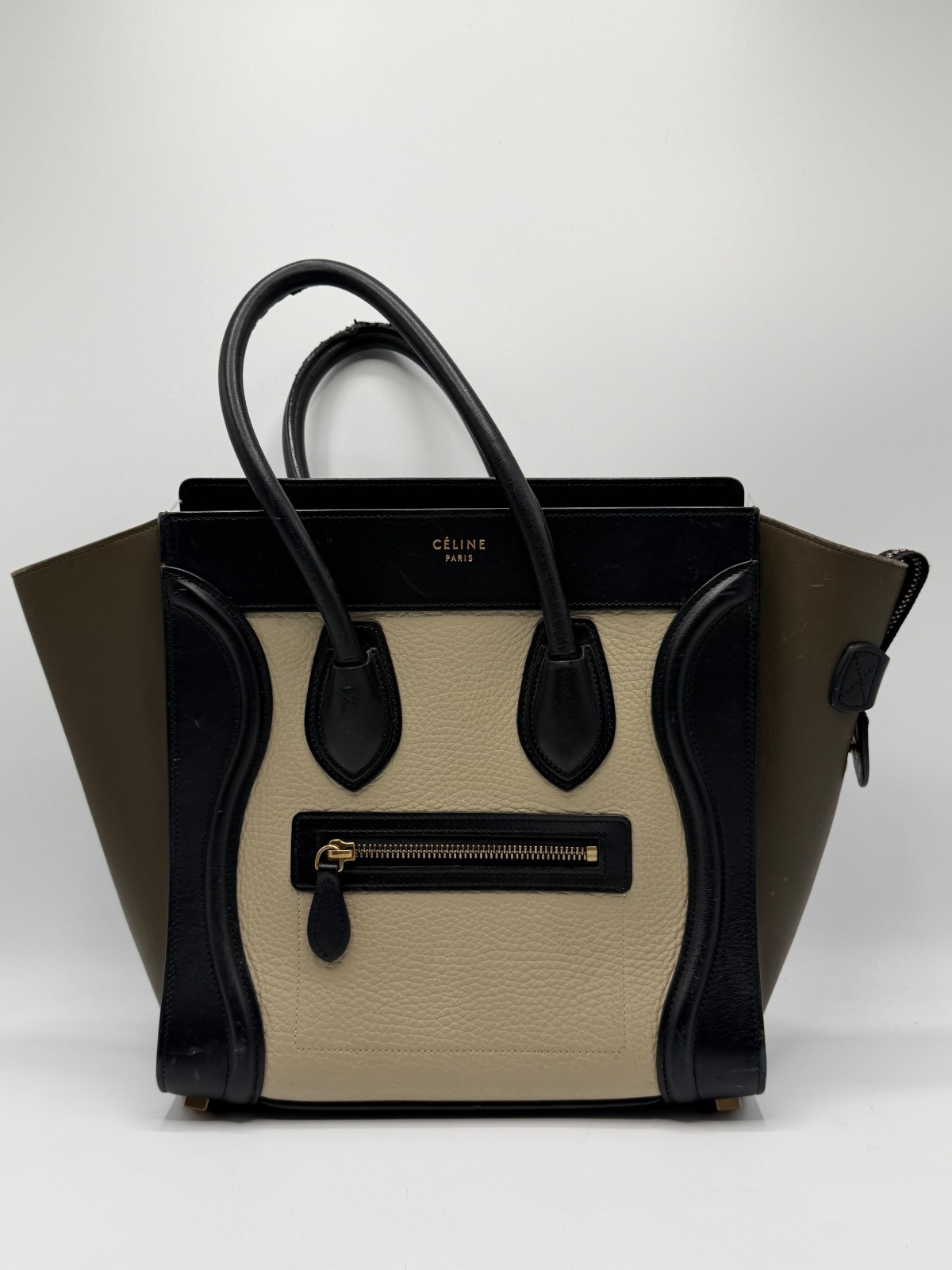 Celine Paris Phantom Luggage Tote Black Beige Khaki GHW AUTH Certificate