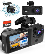 Lensuge 4K Triple Dash Cam Front, Rear  Inside w/ Built-In Microphone - SEALED