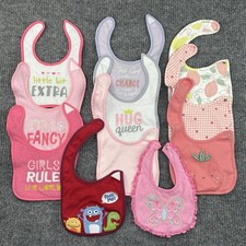 Parents Choice, Carters Infant Baby Girls Lot Of 11 Bibs Multiple Color One Size