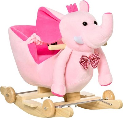 Kinder Schaukel Elefant Reiten auf Plüsch Kleinkind Spielzeug Sound Holzsockel Sitz Kinderzimmer