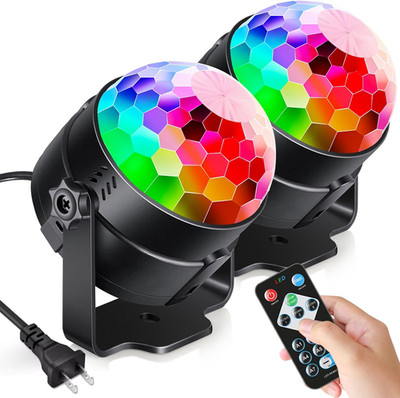2-Pack Sound-Activated Disco Ball Party Lights with Remote   DJ Strobe Lamp for