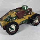 Vintage Marx E12 Tin Wind Up Tank Toy For Parts Repair Military Litho