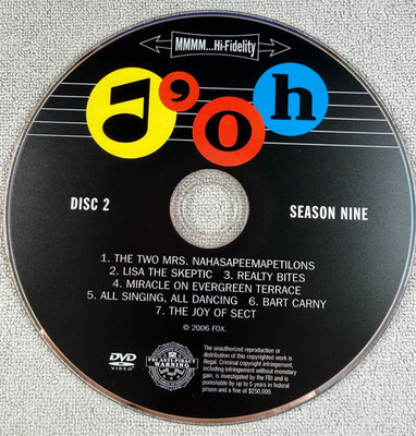 The Simpsons Season 9 Disc 2 *REPLACEMENT DISC ONLY* with VIDEO Disc Two