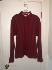 Vintage 90s J Crew Sweater Size Medium Mens Red Roll Neck Wool Knit Oarsman RARE