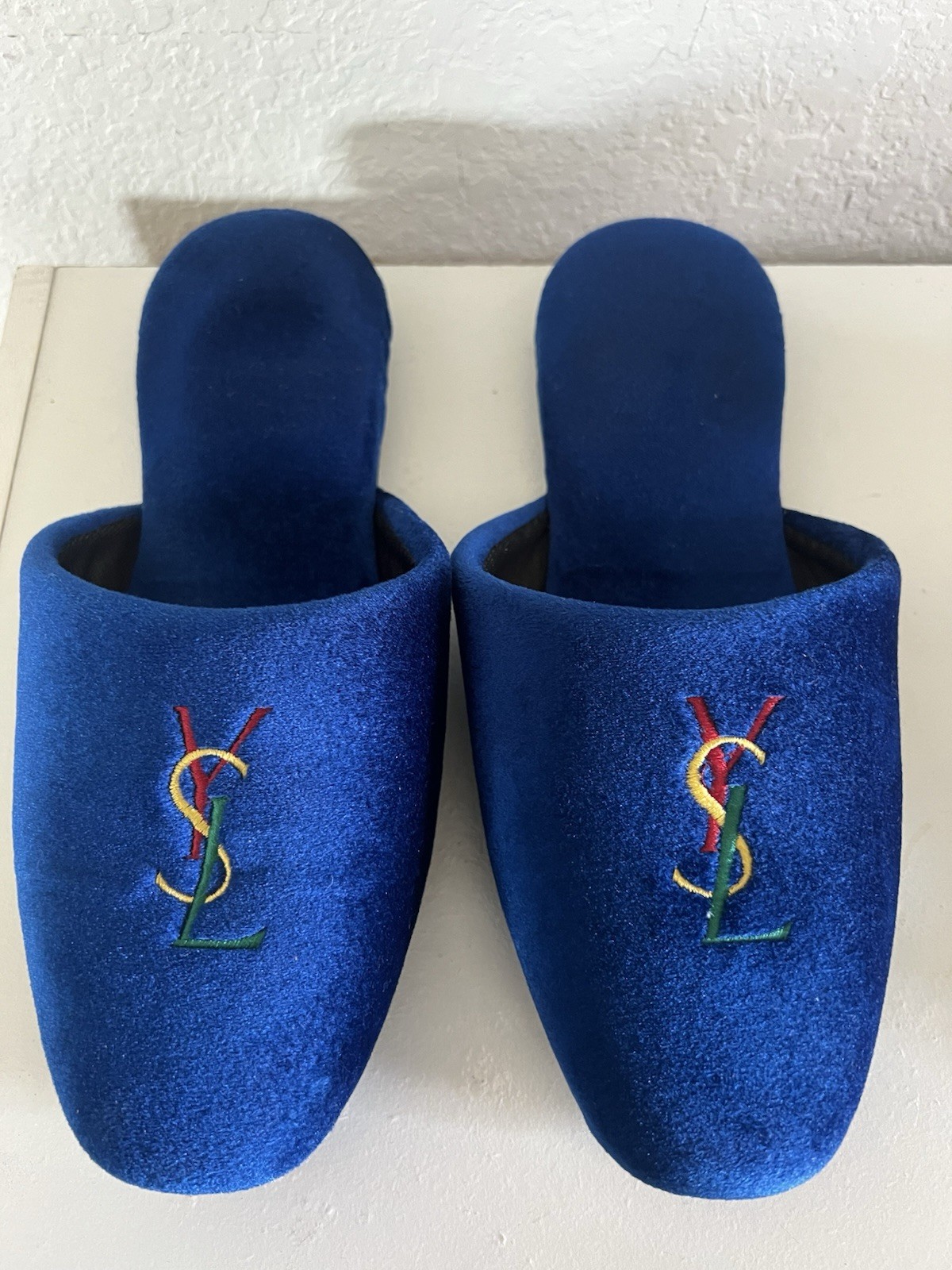 Yves Saint Laurent Vintage YSL Ho Pantofole Donna US Taglia 6 7 5 (Blu Royal)