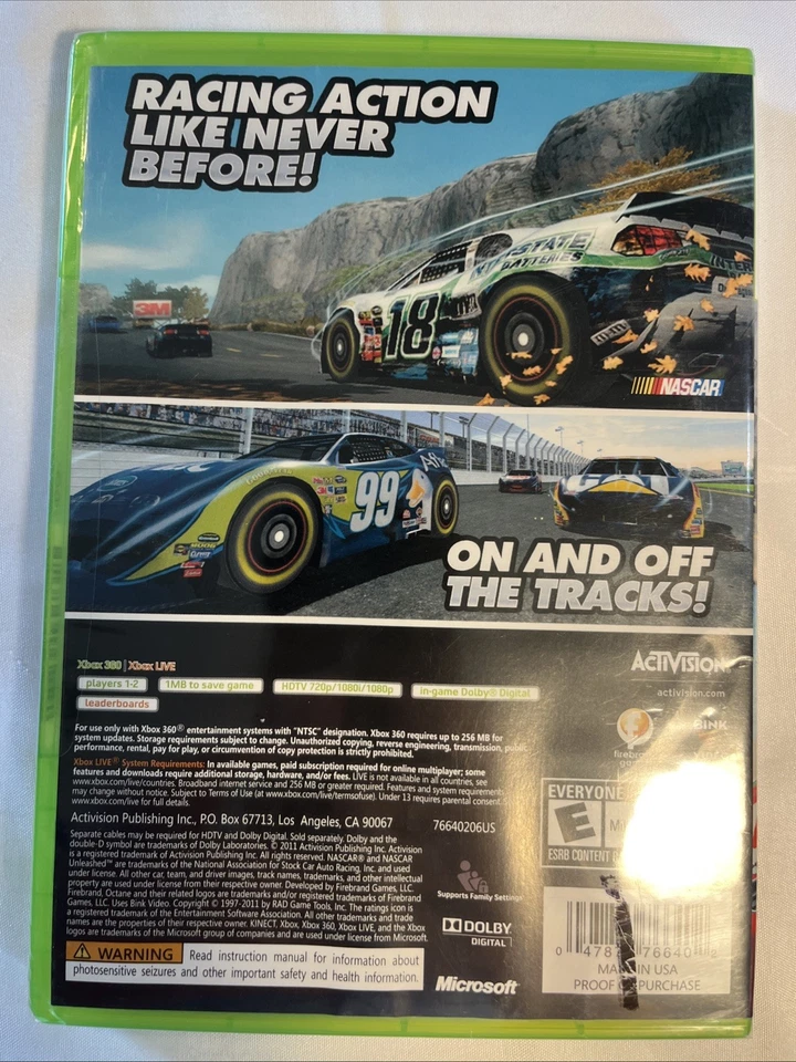 NASCAR Unleashed (Microsoft Xbox 360, 2011) New Factory Sealed - Image 2 of 4