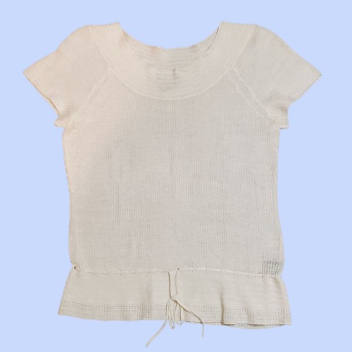 Lauren Ralph Lauren Sweater Large Ivory Shirt Soft Linen Beachy Drawstring Waist